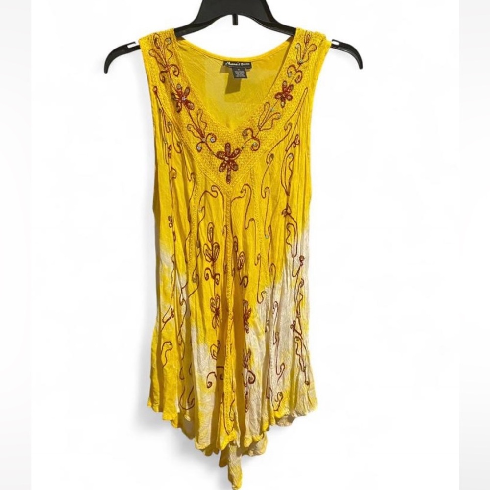 Naina’s Dream! Embroidered Yellow Tank Top